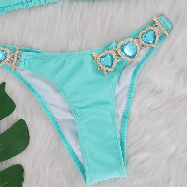 Sexy Rhinestones Push Up Beach Swim Wear Bikini With Headband - Image 20