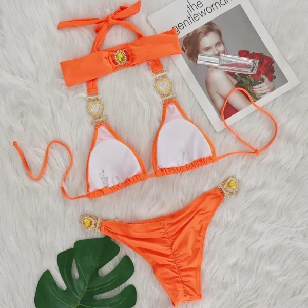 Sexy Rhinestones Push Up Beach Swim Wear Bikini With Headband - Image 22