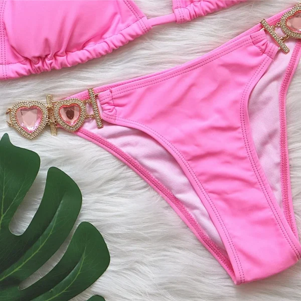 Sexy Rhinestones Push Up Beach Swim Wear Bikini With Headband - Image 12