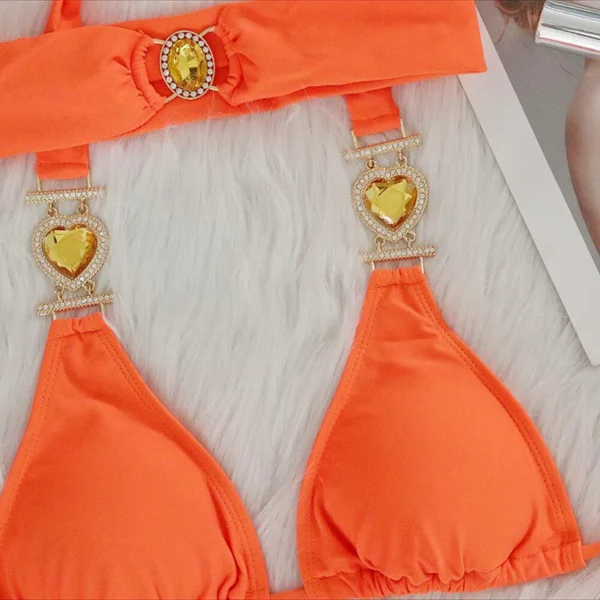 Sexy Rhinestones Push Up Beach Swim Wear Bikini With Headband - Image 2