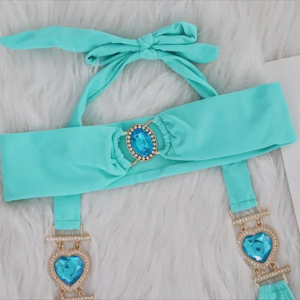 Sexy Rhinestones Push Up Beach Swim Wear Bikini With Headband - Image 19