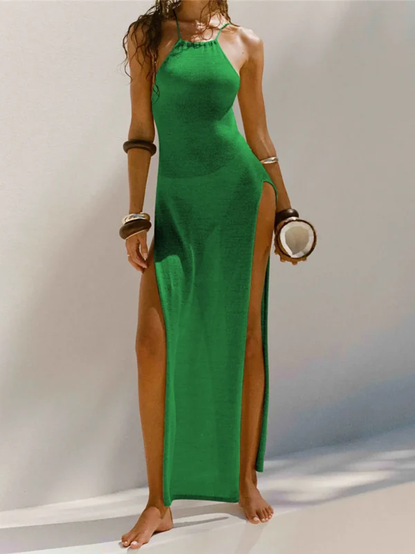 Sexy High Slit Crochet Knitted Maxi Long Cover Up Holiday Party Dress - Image 17