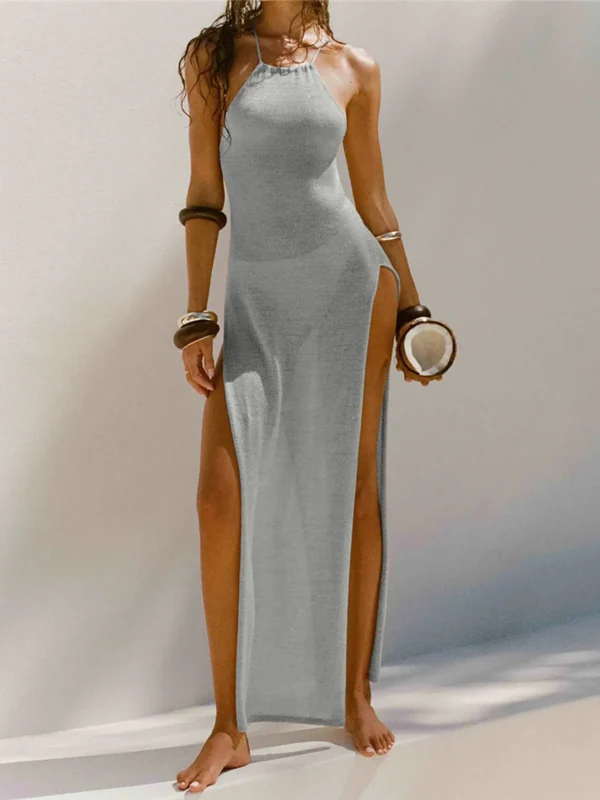 Sexy High Slit Crochet Knitted Maxi Long Cover Up Holiday Party Dress - Image 9