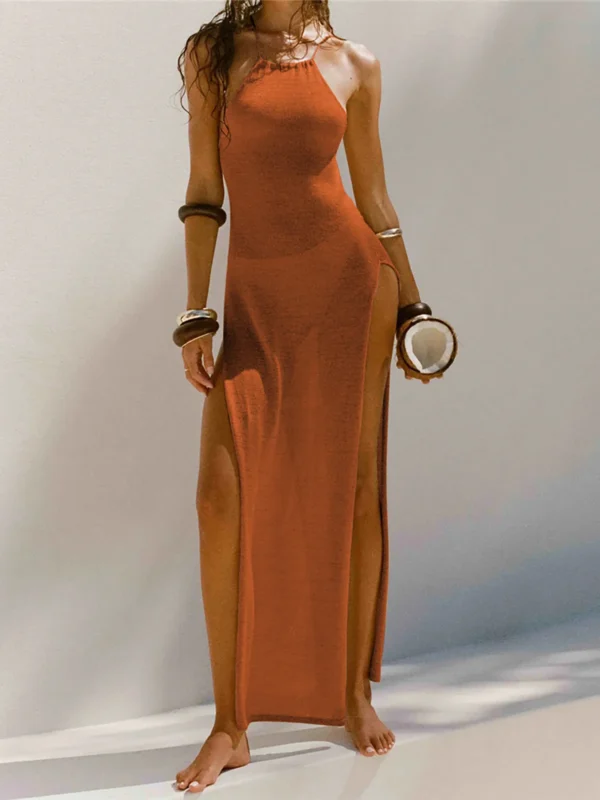 Sexy High Slit Crochet Knitted Maxi Long Cover Up Holiday Party Dress - Image 12