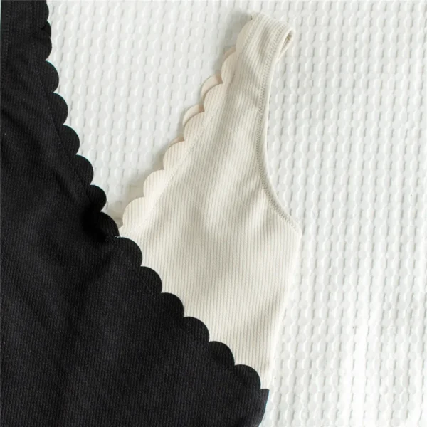 New One Piece Sexy Scallop Stitching Swimwear - Image 4