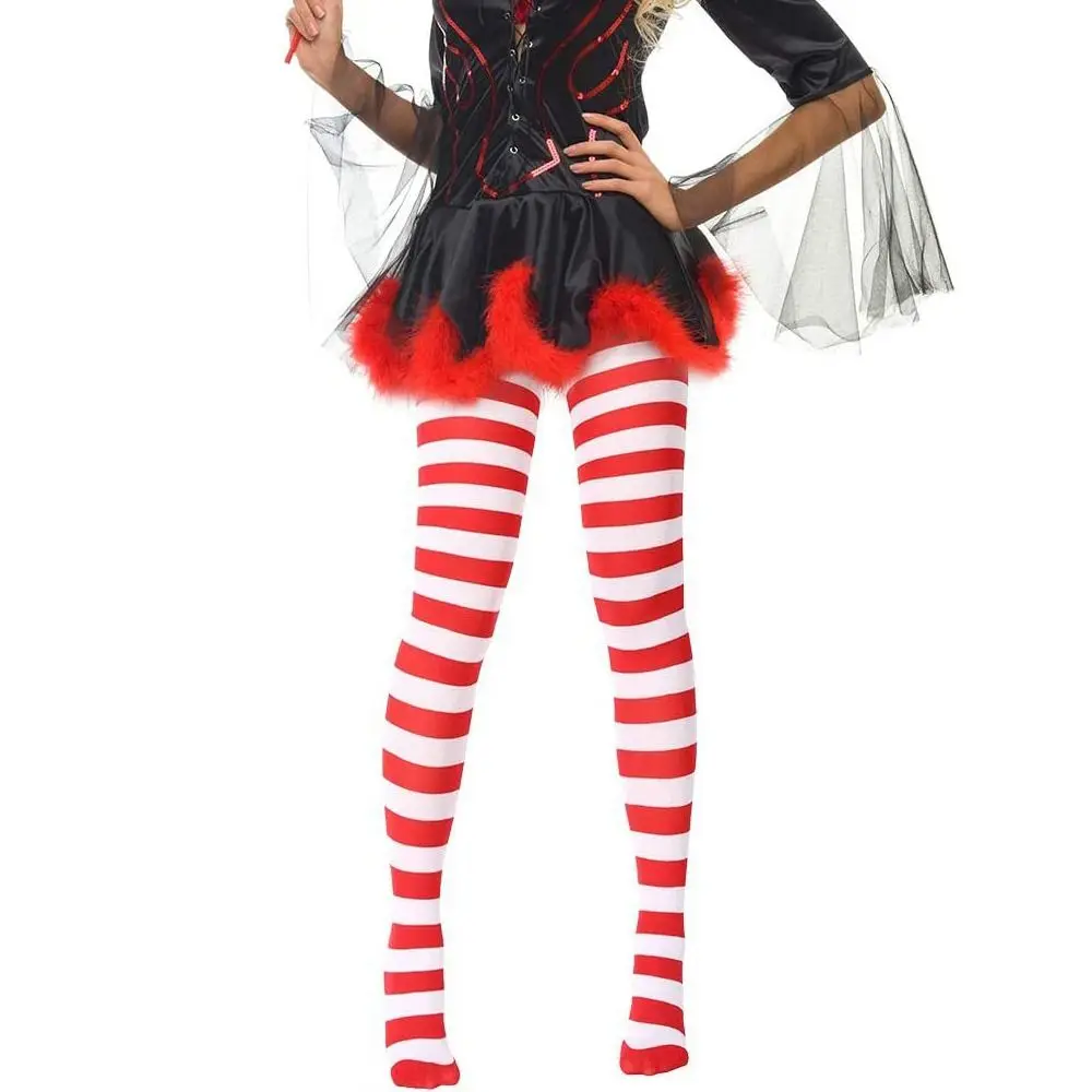 Cotton Pantyhose Accessories Elastic Striped Long Hosiery Over Knee Cosplay Dance Clubwear Stocks Halloween Party