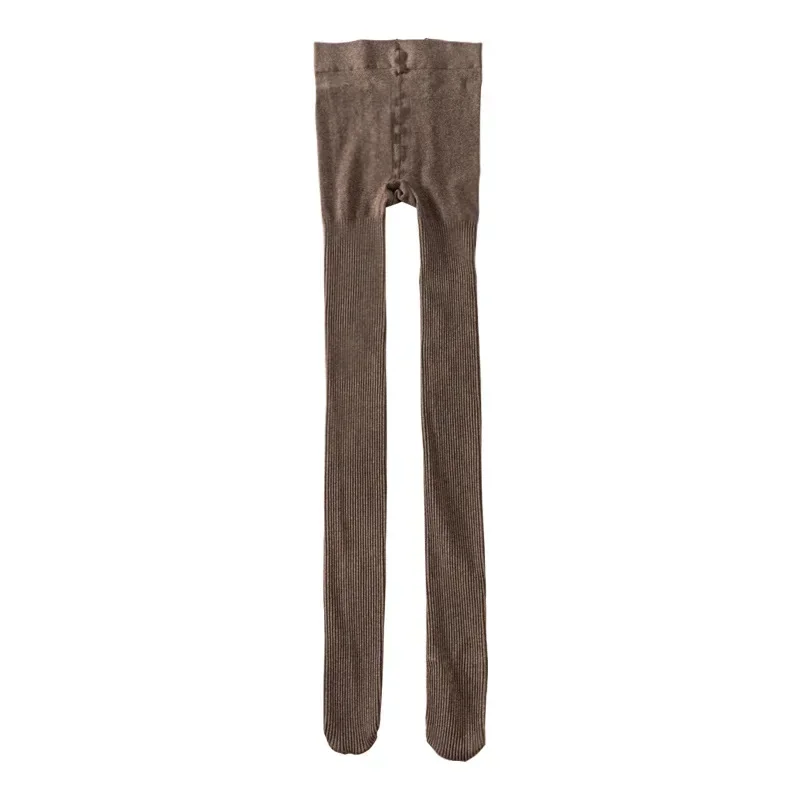 Autumn Solid Color Cotton Thread Women's Pantyhose Warm Comfort Hottie Lolita Stretch Stripes Tights Wholesale - Image 5