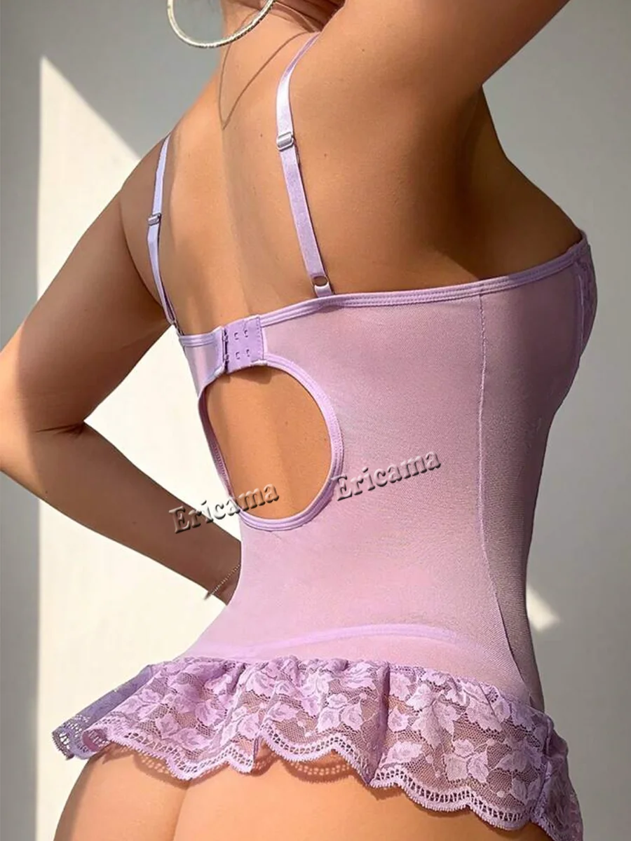 Lingerie Erotic Cosplay Lace Transparent Bra Panties Garter Underwear Set Dress Sexy Costumes Nightgowns Thong Without Stockings - Image 3