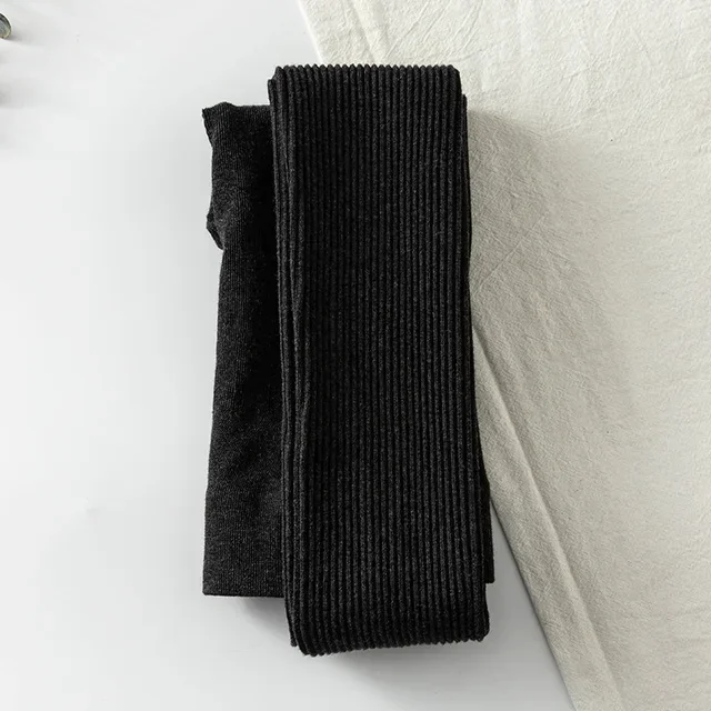 Autumn Solid Color Cotton Thread Women's Pantyhose Warm Comfort Hottie Lolita Stretch Stripes Tights Wholesale - Image 9