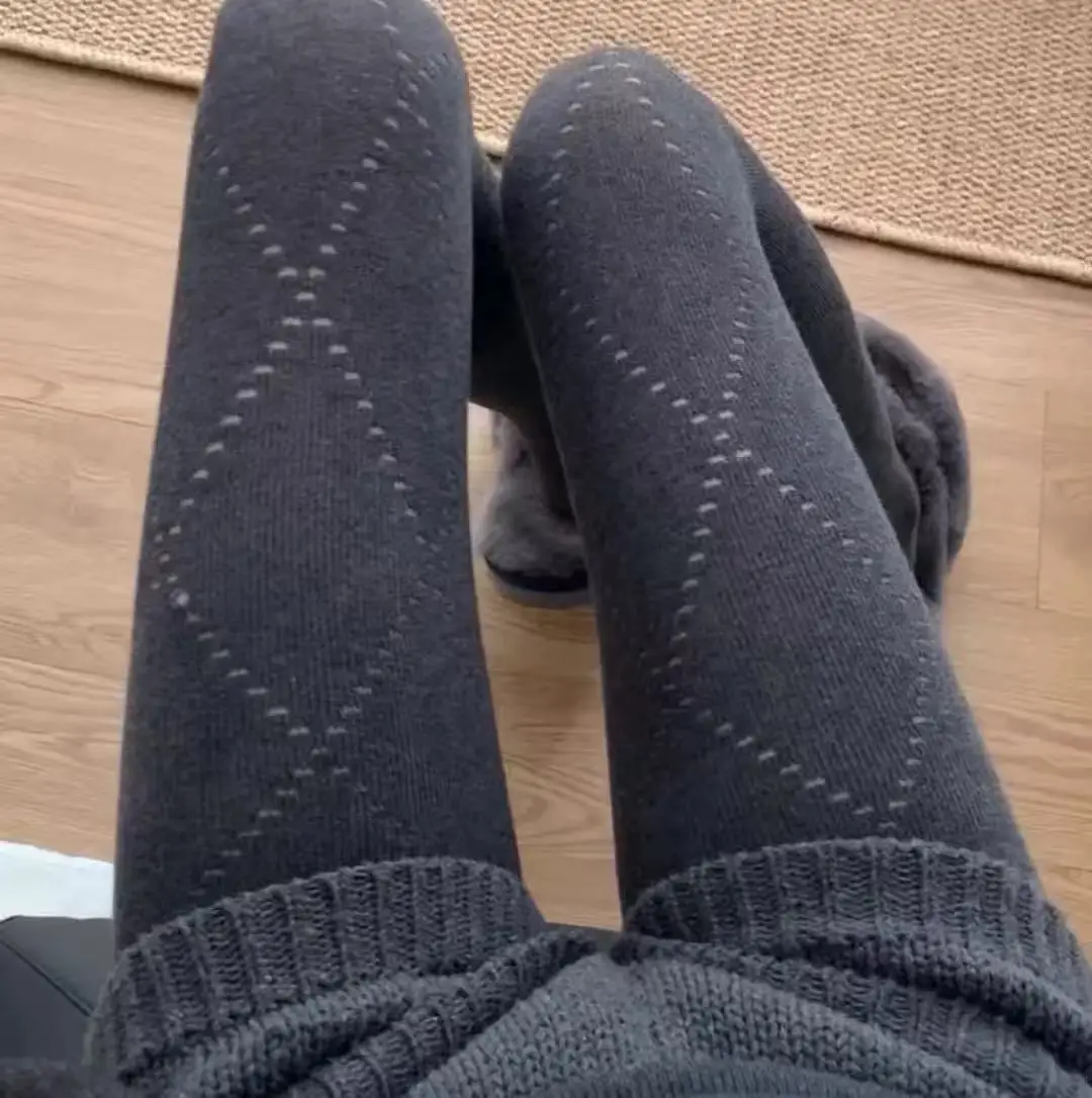 Women Tights Grey Diamond Cut-out Leggings for Spring Cotton High Elastic Non-release Leggings Solid Color Slimming Pantyhose - Image 6