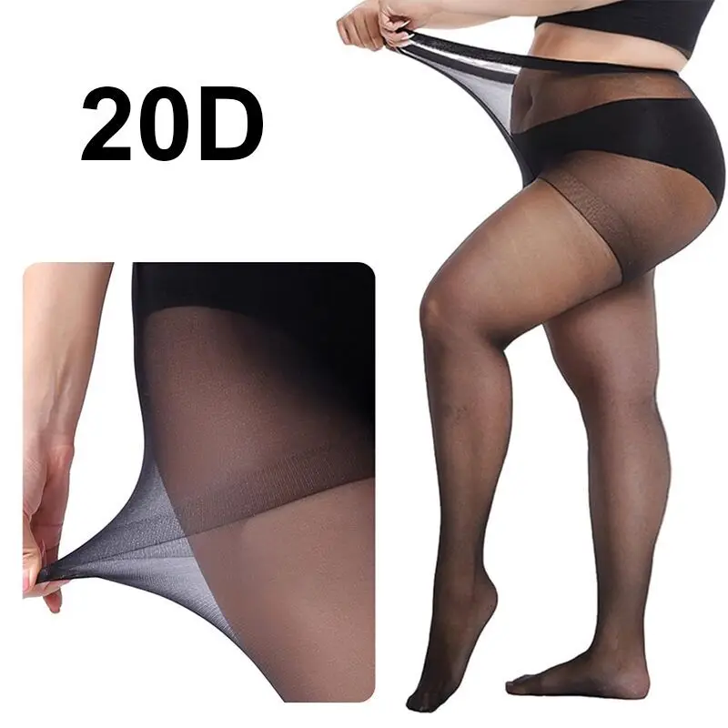 Women Plus Size 20 Denier Sheer Tights High Waist Nylon Pantyhose Super Elastic XL-4XL Large Size for Big Ladies 150kg/330lbs - Image 10