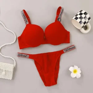 Victoria's Secret Underwear Set Women's Sexy Lace Bralette Bra and Panty Set Lingerie Set Heart Pattern Trim Stretchy Breathable