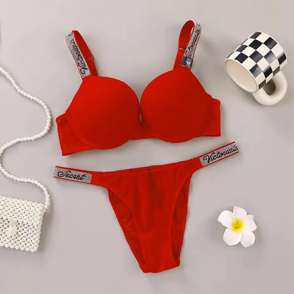 Victoria’s Secret Underwear Set Women’s Sexy Lace Bralette Bra and Panty Set Lingerie Set Heart Pattern Trim Stretchy Breathable